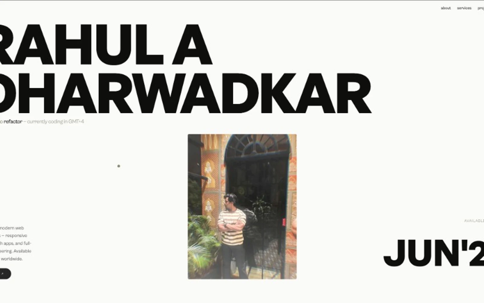 Rahul A Dharwadkar portfolio website